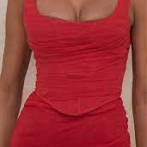 House of CB Red Tulle Corset Top
